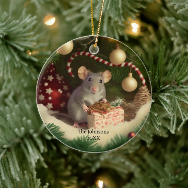 Cute Mouse custom text/textless Metal Ornament (Tree)