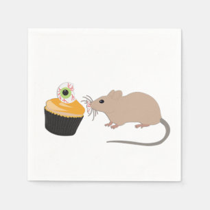 Cute Mouse Eating Halloween Eyeball Napkin