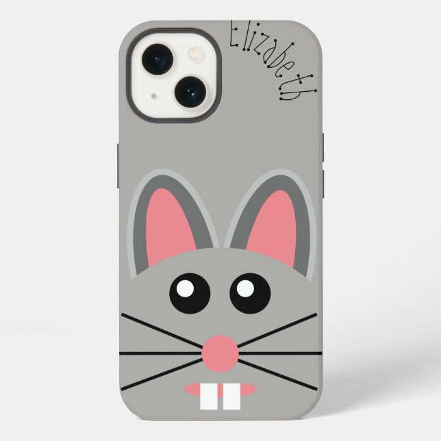 Cute Mouse Face Customizable iPhone Case (Back)