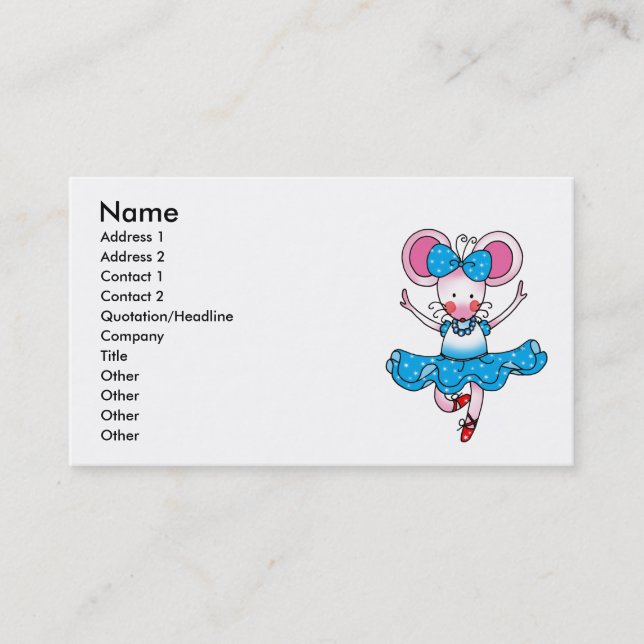 Cute mouse girl ballerina business card (Front)