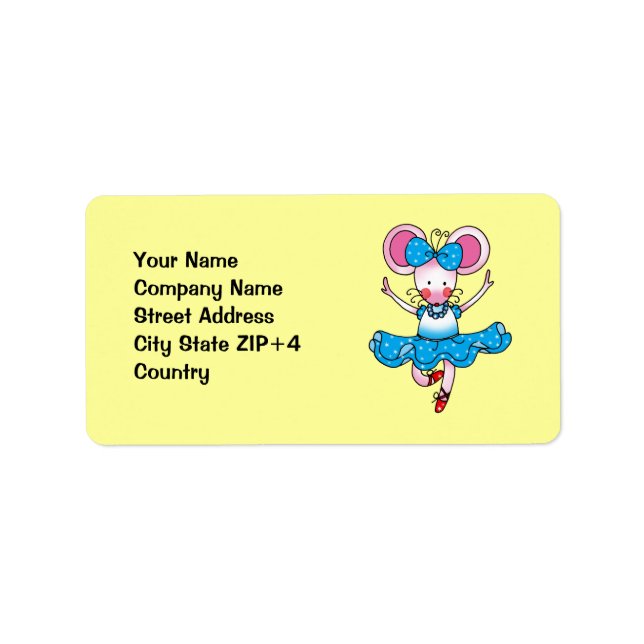 Cute mouse girl ballerina label (Front)