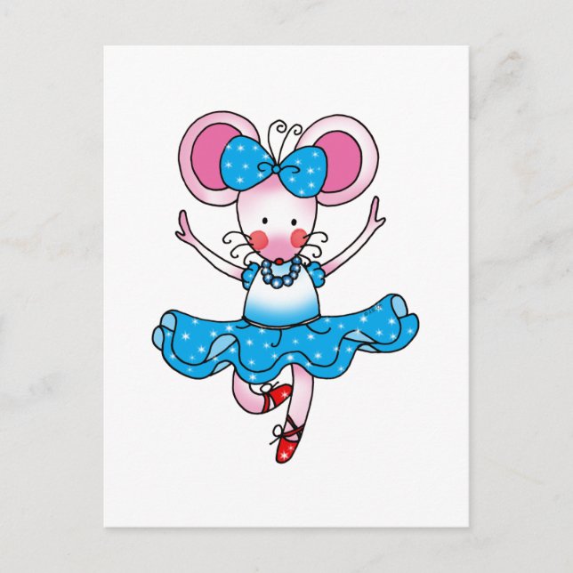Cute mouse girl ballerina postcard (Front)
