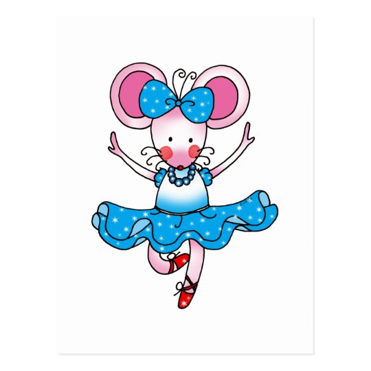 Cute mouse girl ballerina postcard