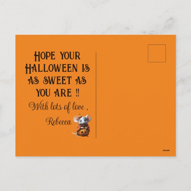 cute mouse halloween personalized custom card  (Back)