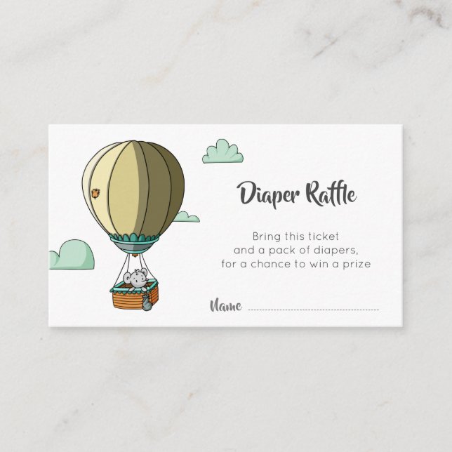 Cute Mouse Hot Air Balloon Diaper Raffle Enclosure Card (Front)