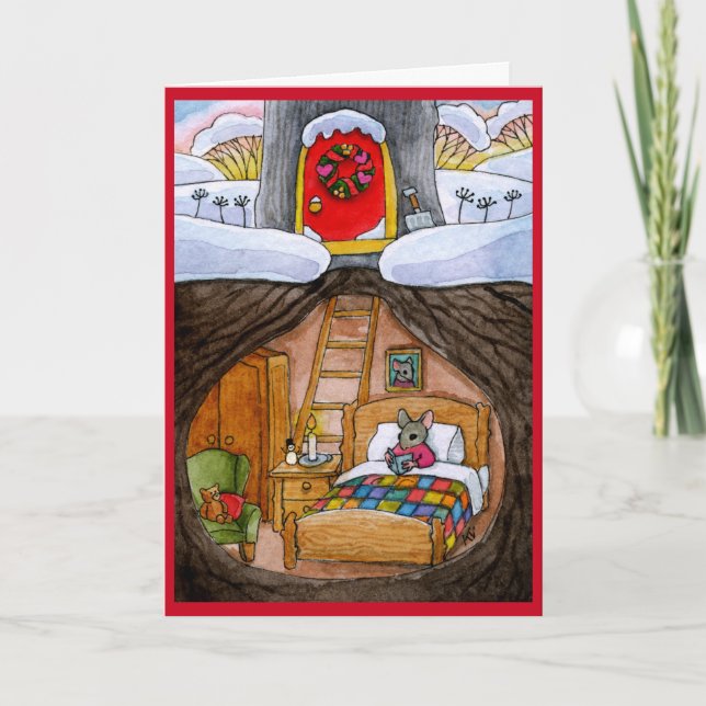 Cute Mouse Hygge ou carte de Noël ou invitation (Devant)