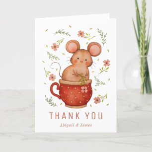 Cute Mouse Illustration Baby Shower Thank You