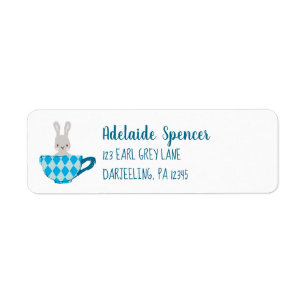 Cute Mouse in A Blue Teacup Return Address