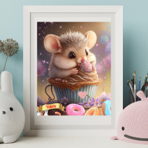 Cute Mouse in a cup sweet treats personalized art Poster