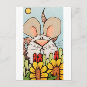 Cute Mouse in colourful scene of flowers and natur Postcard