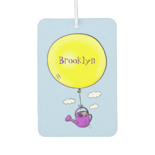 Cute mouse in watering can with balloon cartoon air freshener