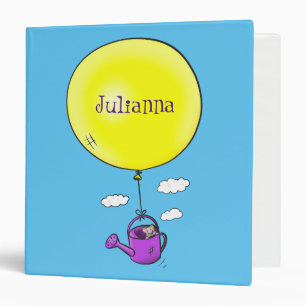 Cute mouse in watering can with balloon cartoon binder