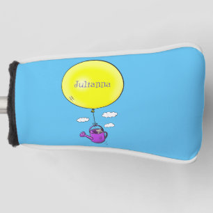 Cute mouse in watering can with balloon cartoon golf head cover