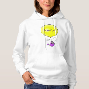 Cute mouse in watering can with balloon cartoon hoodie