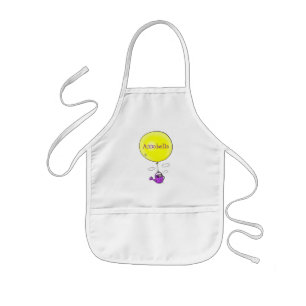 Cute mouse in watering can with balloon cartoon kids apron
