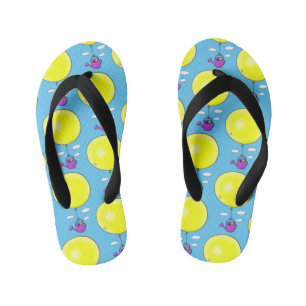 Cute mouse in watering can with balloon cartoon kid's flip flops
