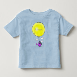 Cute mouse in watering can with balloon cartoon toddler t-shirt