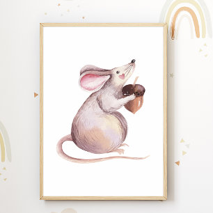 Cute Mouse Nursery Poster Kids Room Decor
