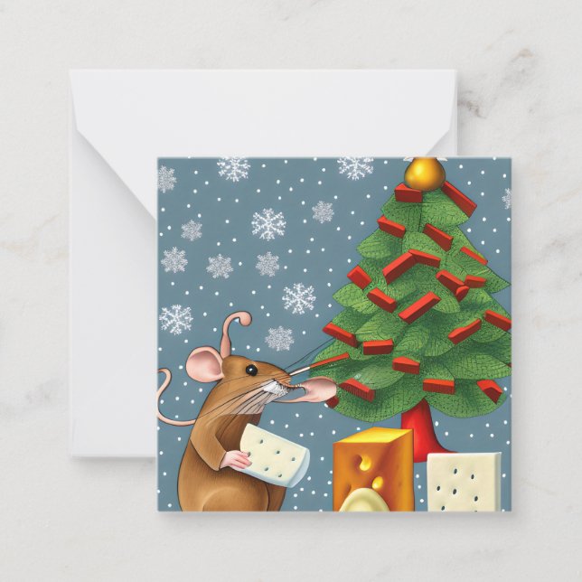 Cute Mouse on Christmas Card (Front)