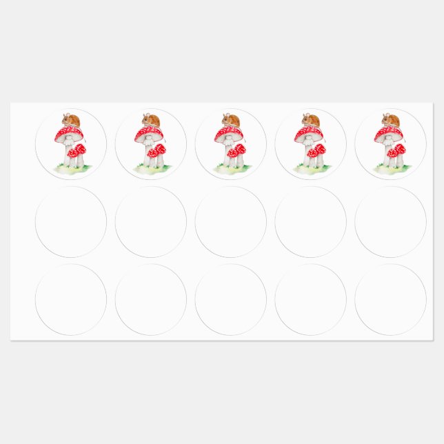 Cute mouse on fly agaric watercolor (Sheet)