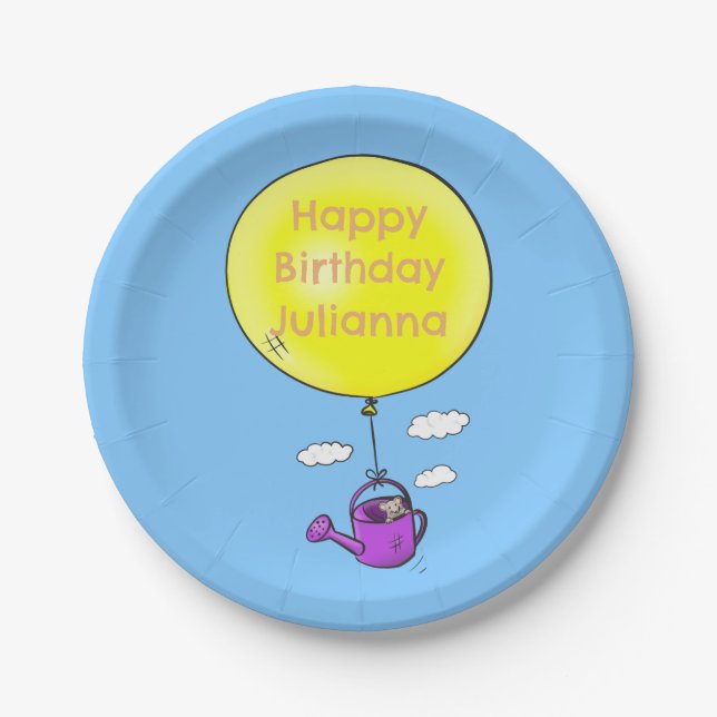 Cute mouse personalized cartoon birthday paper plate (Front)