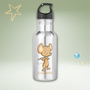 Cute Mouse Playing Flute Personalized 532 Ml Water Bottle