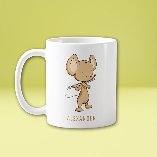 Cute Mouse Playing Flute Personalized Coffee Mug (Creator Uploaded)