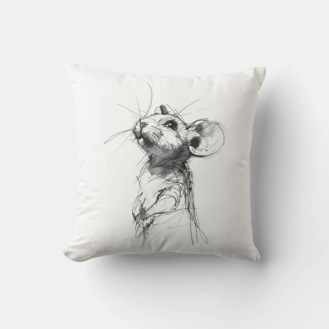 Cute Mouse Portrait  Throw Pillow (Front)