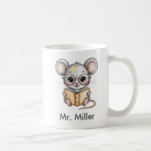 Cute Mouse Reading a Book Custom Coffee Mug