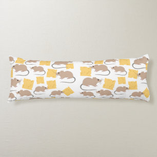 Cute Mouse Rodent Eating Cheese Pattern  Body Pillow