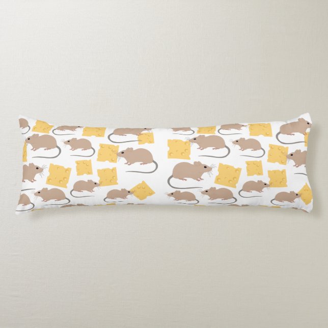 Cute Mouse Rodent Eating Cheese Pattern  Body Pillow (Front)