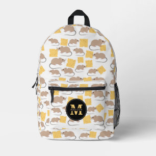 Cute Mouse Rodent Eating Cheese Pattern School Printed Backpack