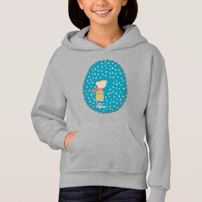 Cute Mouse Singing Christmas Carols in Blue (Front)