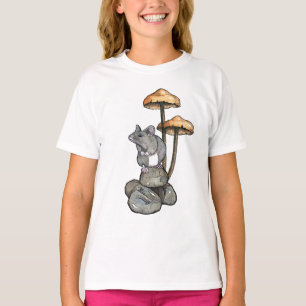 Cute Mouse Standing on Rocks, with Mushrooms T-Shirt