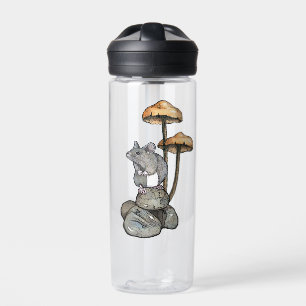Cute Mouse Standing on Rocks, with Mushrooms Water Bottle