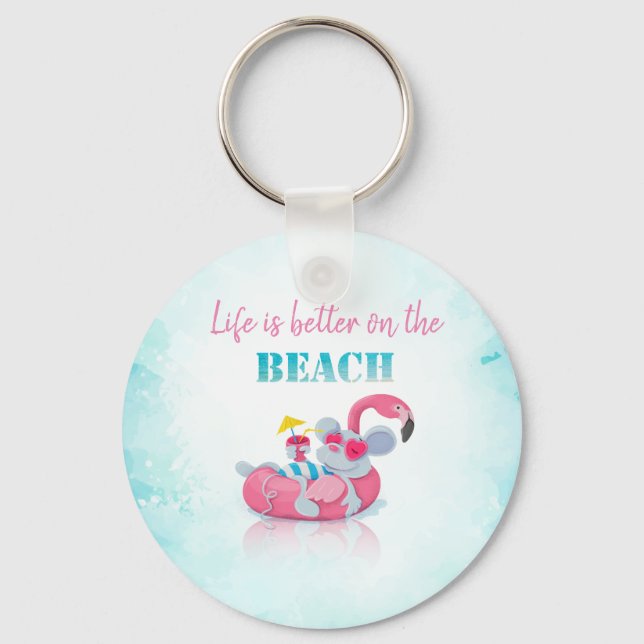 Cute Mouse  Stylish Beach   Keychain (Front)
