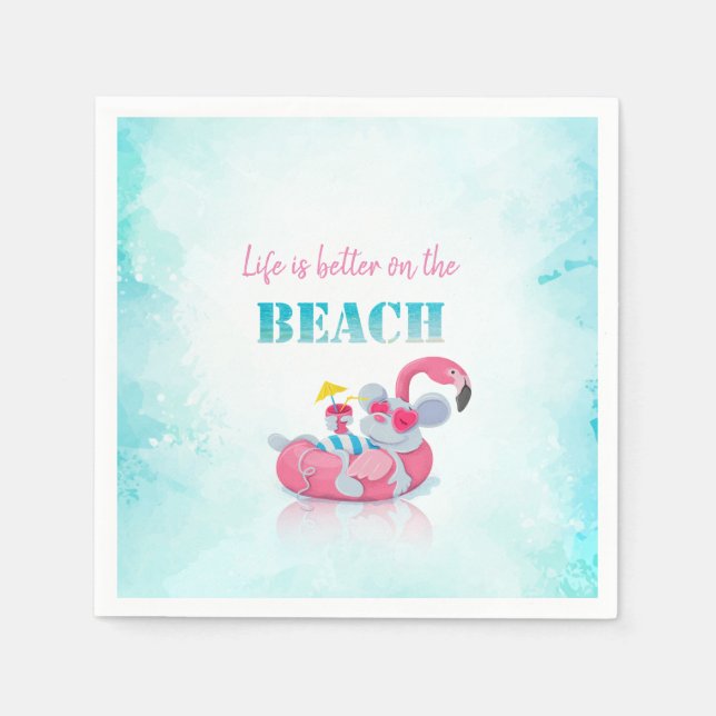 Cute Mouse  Stylish Beach   Napkin (Front)