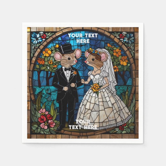 Cute Mouse Wedding Couple  Napkin (Front)