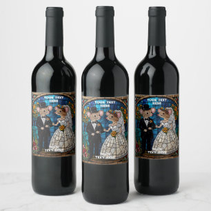 Cute Mouse Wedding Couple Wine Label