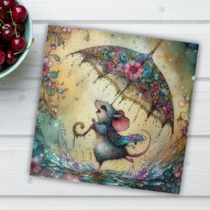 Cute Mouse Whimsical Spring Rain Puddles Jigsaw Puzzle