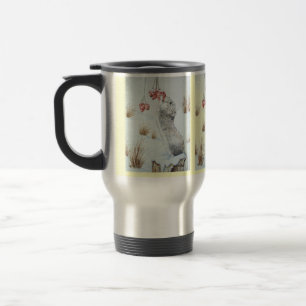 Cute mouse winter snow scene wildlife picture travel mug