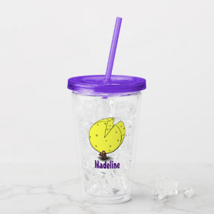 Cute mouse with cheese cartoon illustration acrylic tumbler