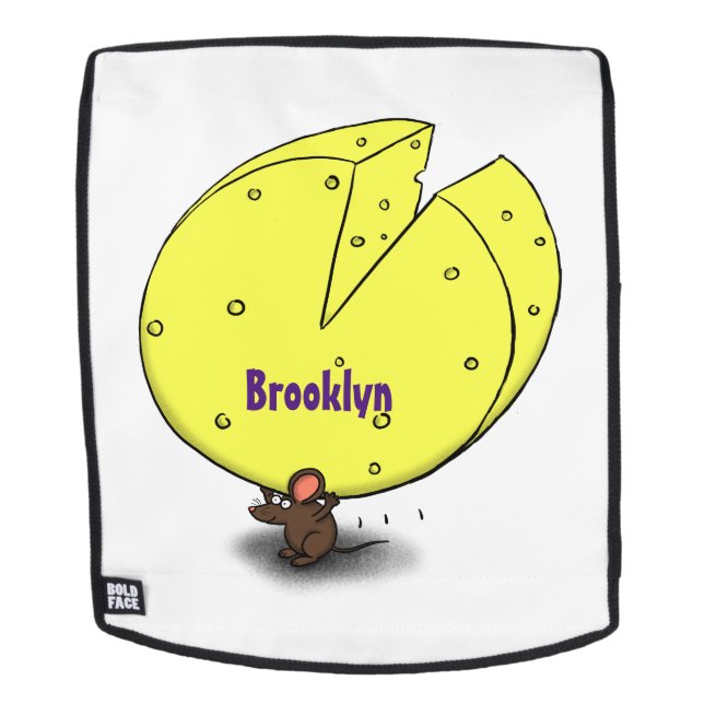 Cute mouse with cheese cartoon illustration backpack (Removable Face)