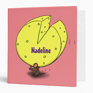 Cute mouse with cheese cartoon illustration binder