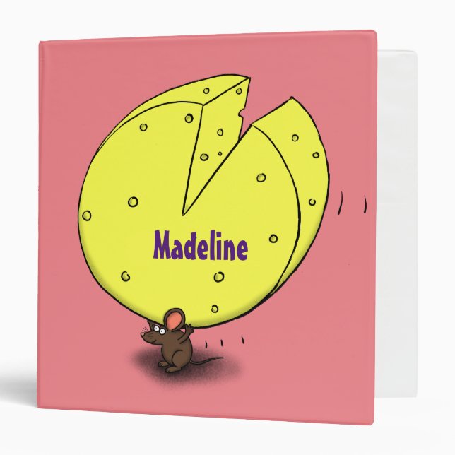 Cute mouse with cheese cartoon illustration binder (Front/Inside)