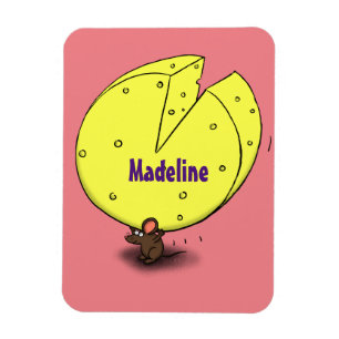Cute mouse with cheese cartoon illustration magnet