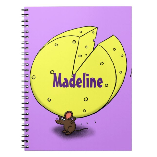 Cute mouse with cheese cartoon illustration notebook (Front)