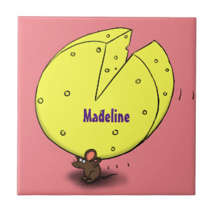 Cute mouse with cheese cartoon illustration tile