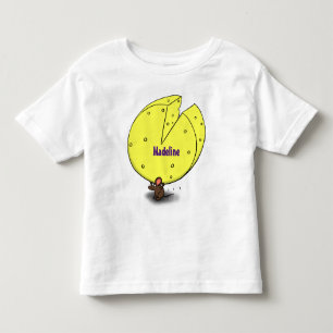 Cute mouse with cheese cartoon illustration toddler t-shirt