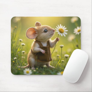 Cute Mouse With White Daisy Pad